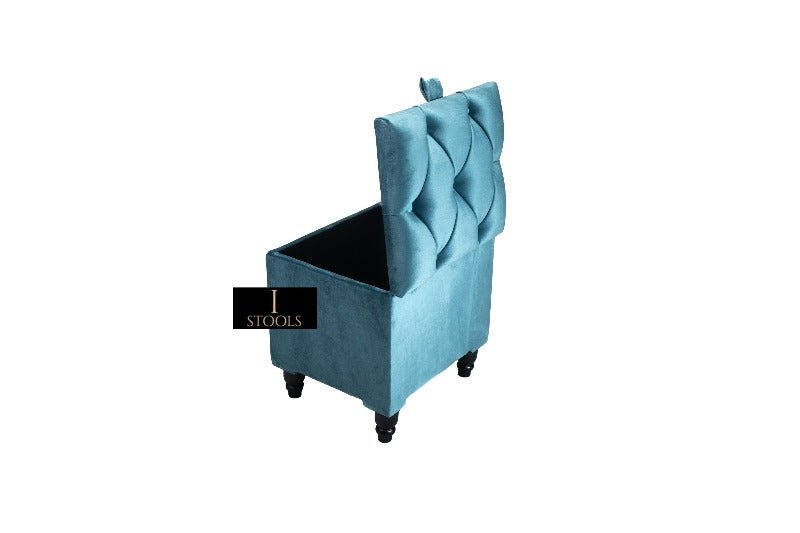 Aqua Small coffee table or side table Storage Box | Small Square Ottoman Storage | chesterfield top lid - ISTOOLS