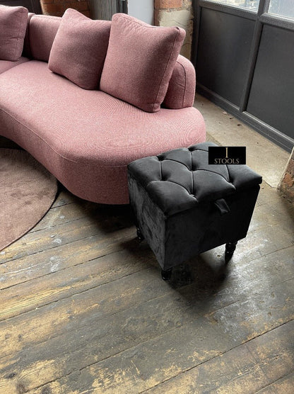 Black Small coffee table Storage Box | Black Small Ottoman | side table footstool - ISTOOLS