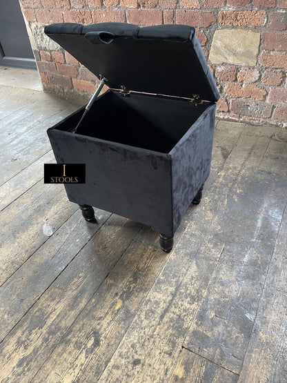 Black Small coffee table Storage Box | Black Small Ottoman | side table footstool - ISTOOLS
