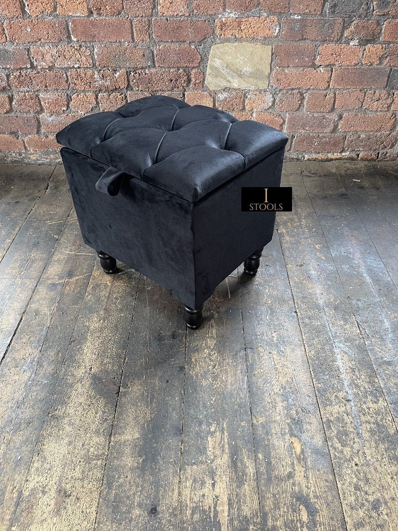 Black Small coffee table Storage Box | Black Small Ottoman | side table footstool - ISTOOLS