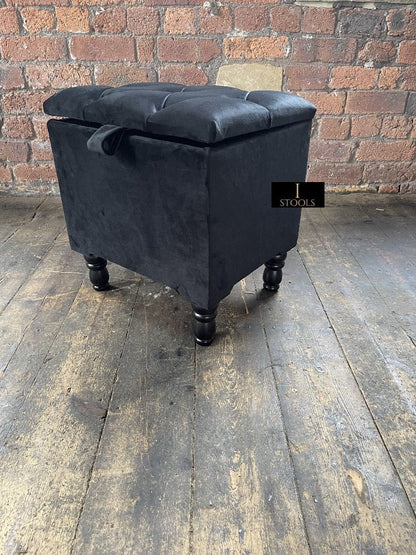 Black Small coffee table Storage Box | Black Small Ottoman | side table footstool - ISTOOLS