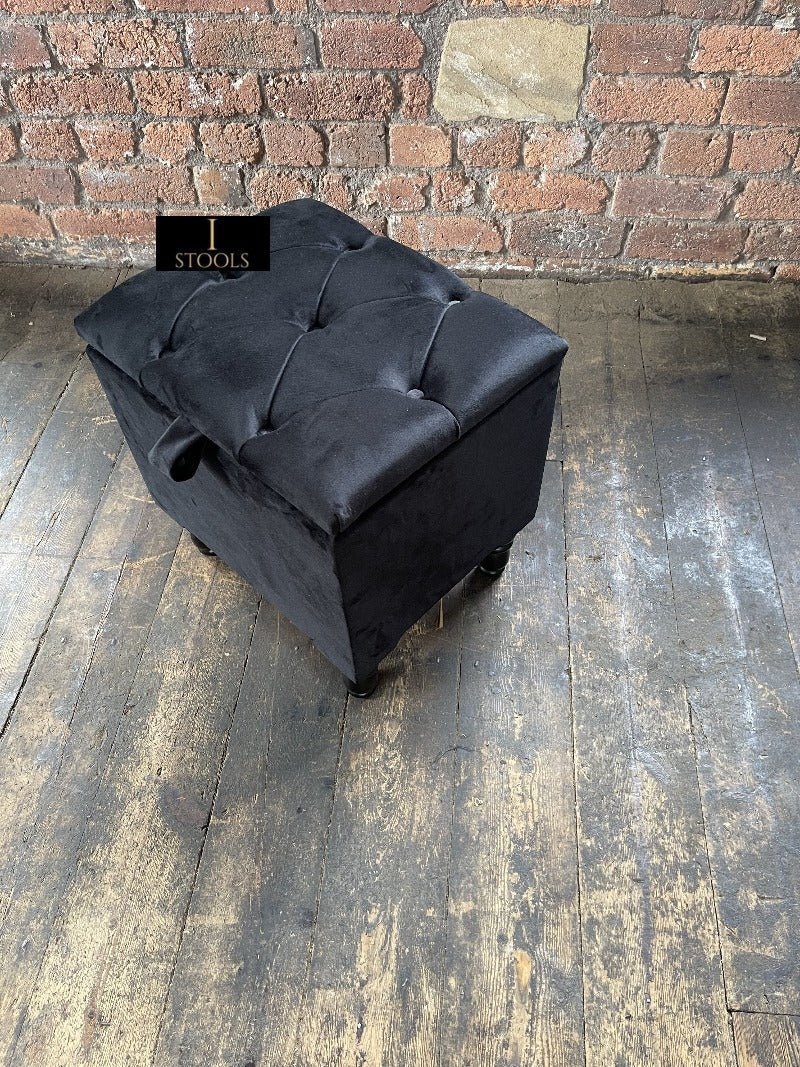 Black Small coffee table Storage Box | Black Small Ottoman | side table footstool - ISTOOLS