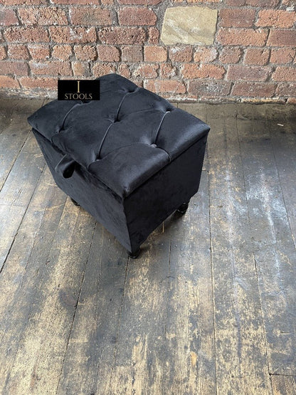Black Small coffee table Storage Box | Black Small Ottoman | side table footstool - ISTOOLS