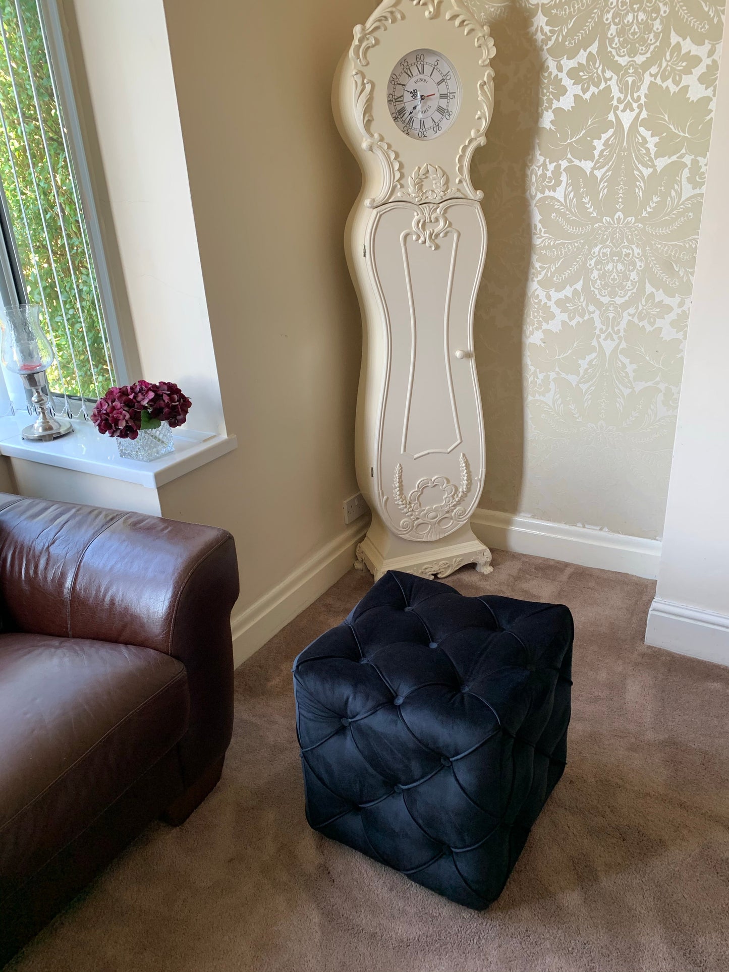 Black square cube deep buttoned coffee table side table seat - ISTOOLS