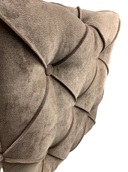 Brown square cube deep buttoned coffee table - ISTOOLS