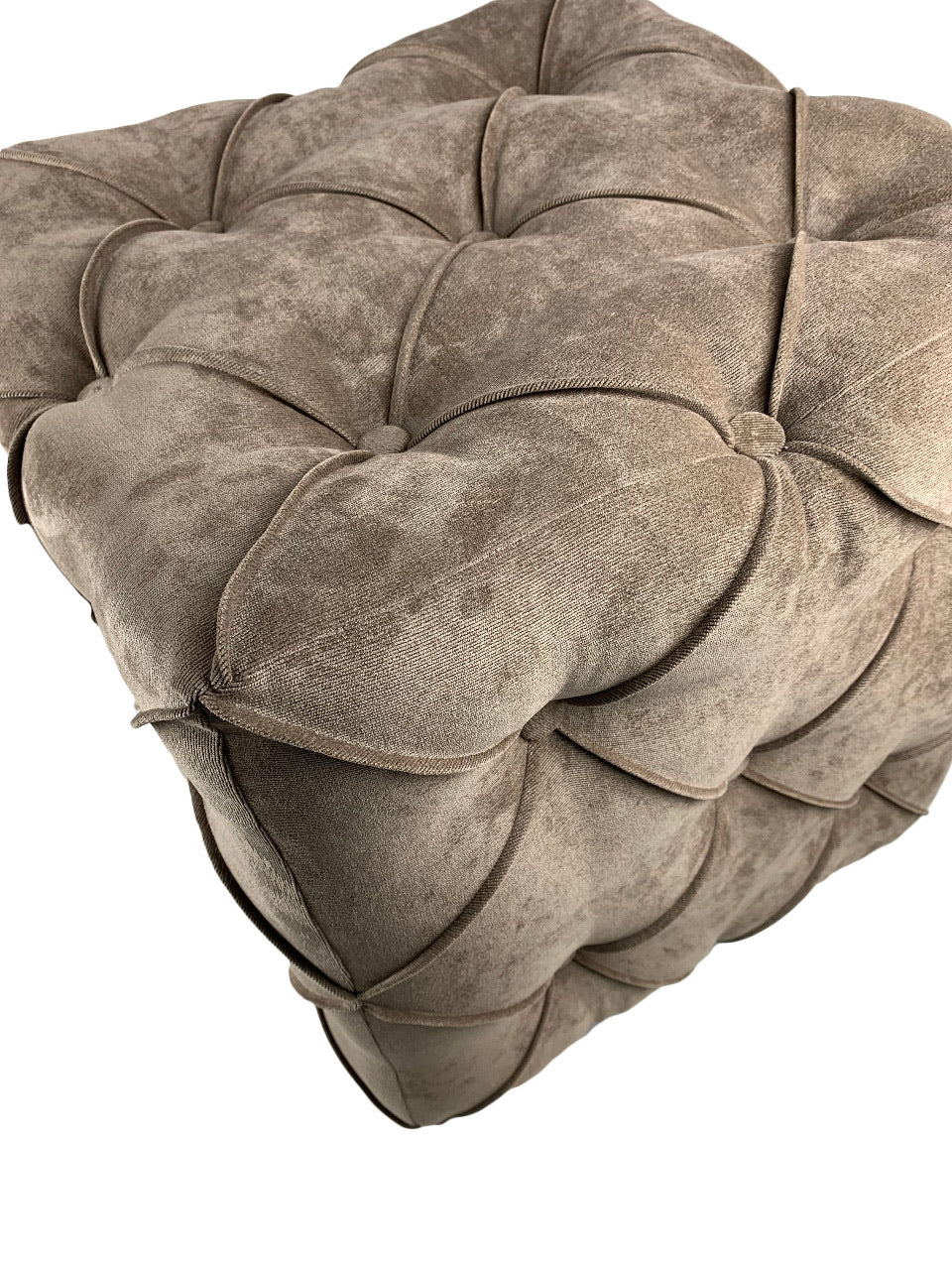 Brown square cube deep buttoned coffee table - ISTOOLS