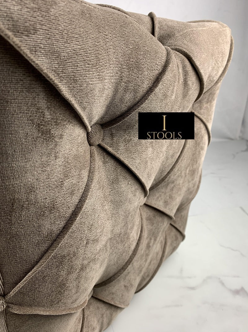 Brown square cube deep buttoned coffee table - ISTOOLS