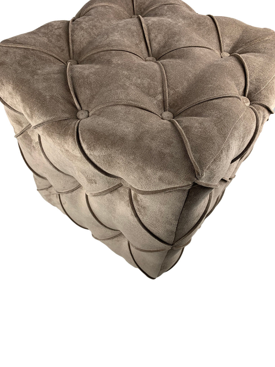 Brown square cube deep buttoned coffee table - ISTOOLS