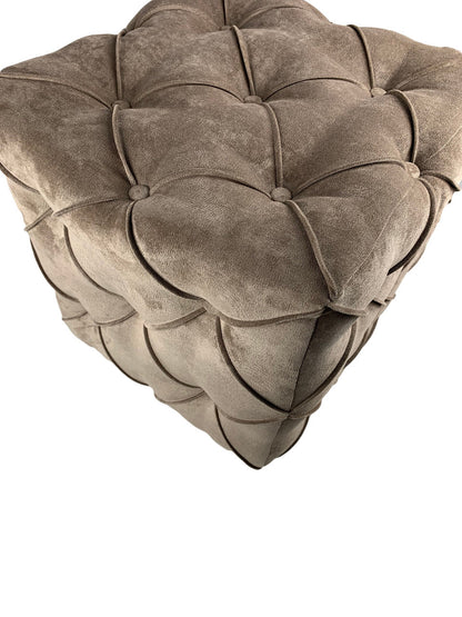 Brown square cube deep buttoned coffee table - ISTOOLS