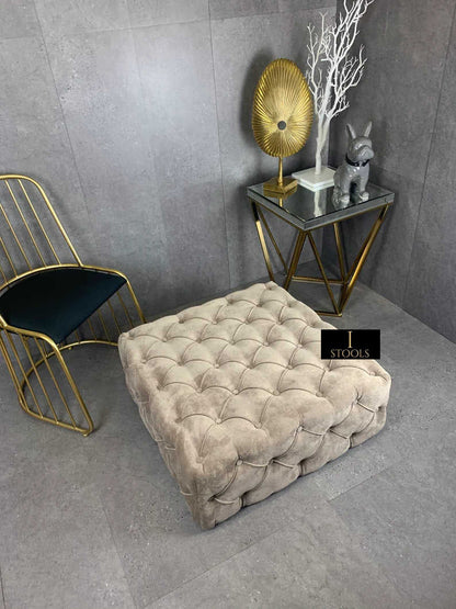 Brown Square Ottoman Coffee Table UK | Large Brown Chesterfield Coffee Table - ISTOOLS