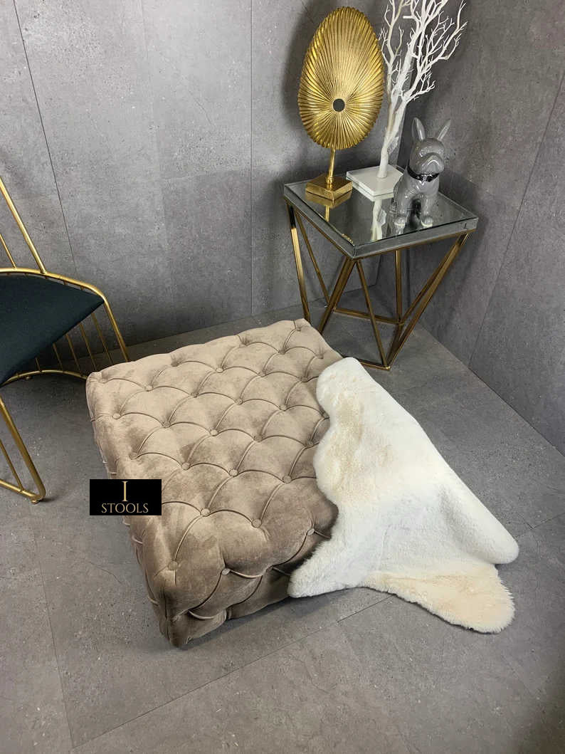 Brown Square Ottoman Coffee Table UK | Large Brown Chesterfield Coffee Table - ISTOOLS