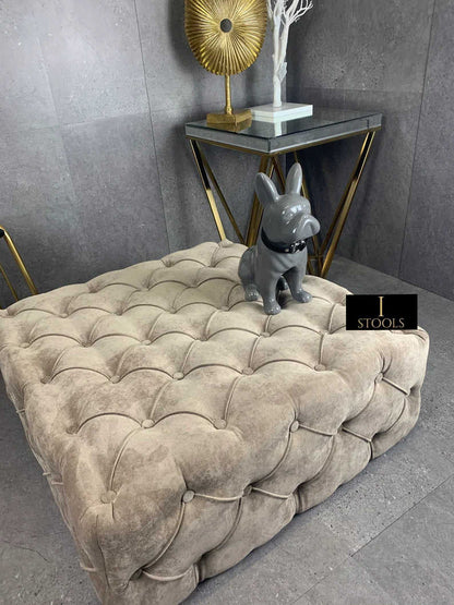 Brown Square Ottoman Coffee Table UK | Large Brown Chesterfield Coffee Table - ISTOOLS