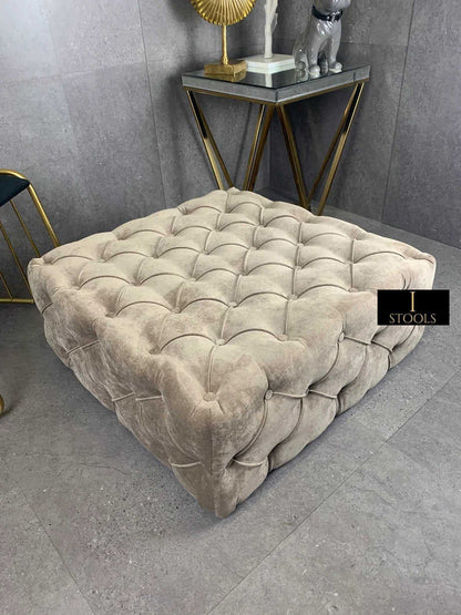 Brown Square Ottoman Coffee Table UK | Large Brown Chesterfield Coffee Table - ISTOOLS