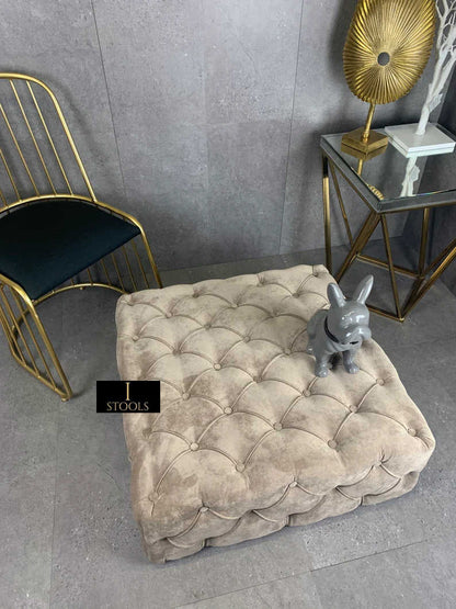 Brown Square Ottoman Coffee Table UK | Large Brown Chesterfield Coffee Table - ISTOOLS