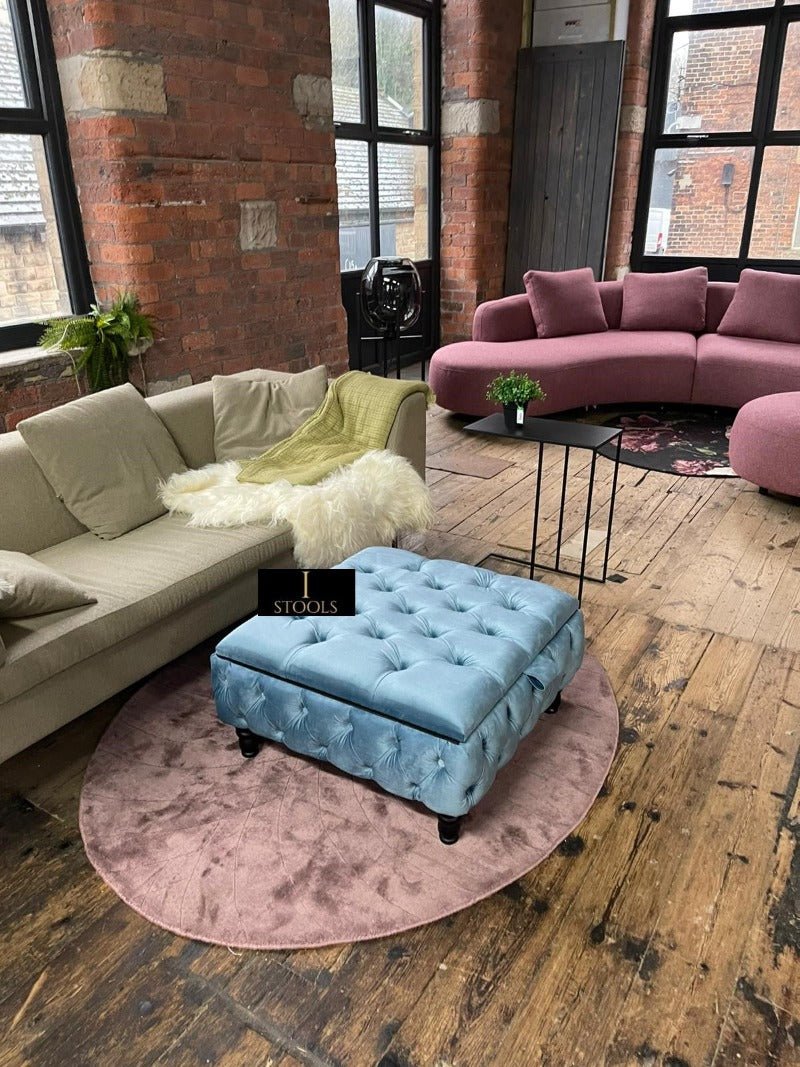 Coffee table Chesterfield Ottoman Storage Square seat - ISTOOLS