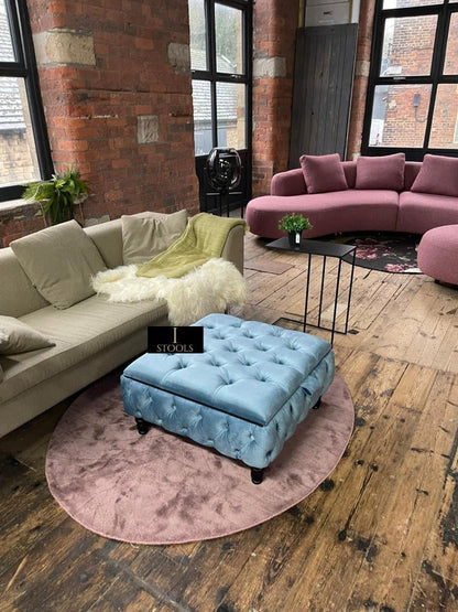 Coffee table Chesterfield Ottoman Storage Square seat - ISTOOLS