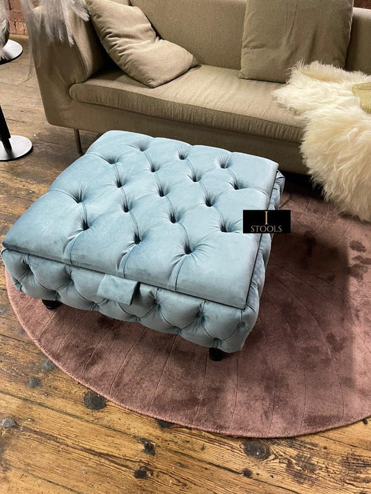 Coffee table Chesterfield Ottoman Storage Square seat - ISTOOLS