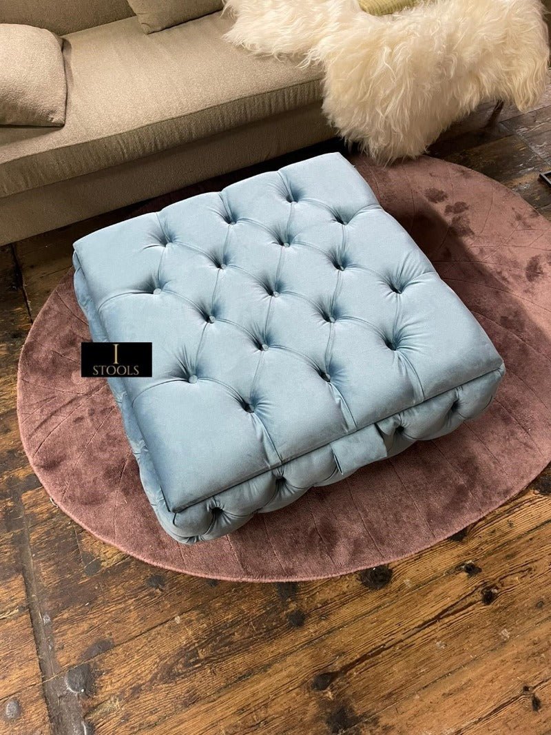 Coffee table Chesterfield Ottoman Storage Square seat - ISTOOLS