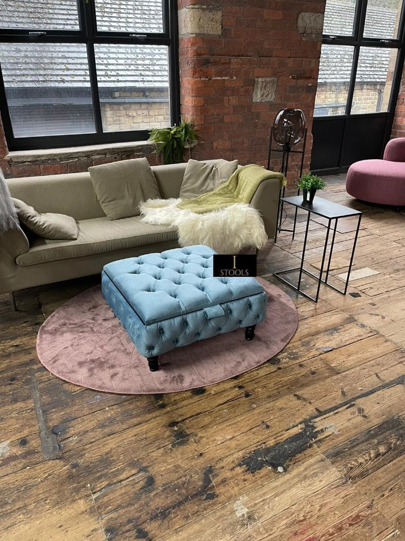 Coffee table Chesterfield Ottoman Storage Square seat - ISTOOLS