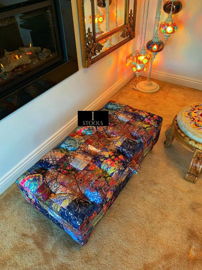 Coffee table Demask multicolour Ottoman with Storage | Patterned Footstool Pouffe | Colourful Ottoman Storage Bench - ISTOOLS
