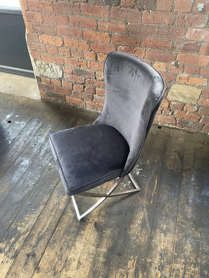 Curved Back Dark Grey Dining Room Chair - ISTOOLS