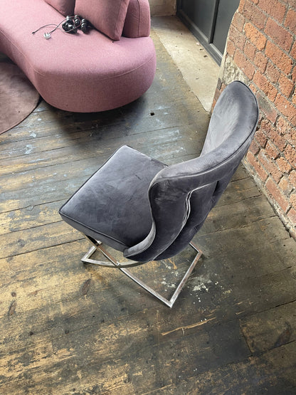 Curved Back Dark Grey Dining Room Chair - ISTOOLS