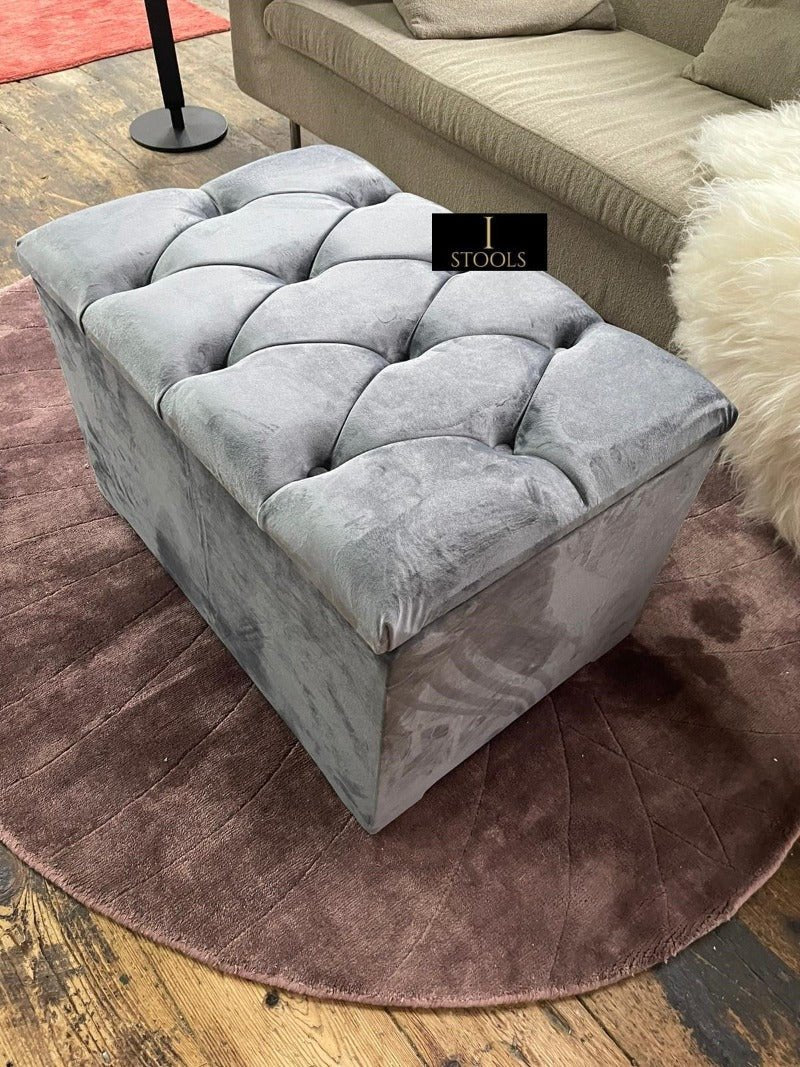 Dark Grey coffee table Ottoman Storage Box seat - ISTOOLS