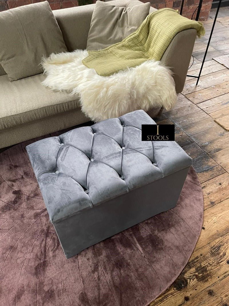 Dark Grey coffee table Ottoman Storage Box seat - ISTOOLS