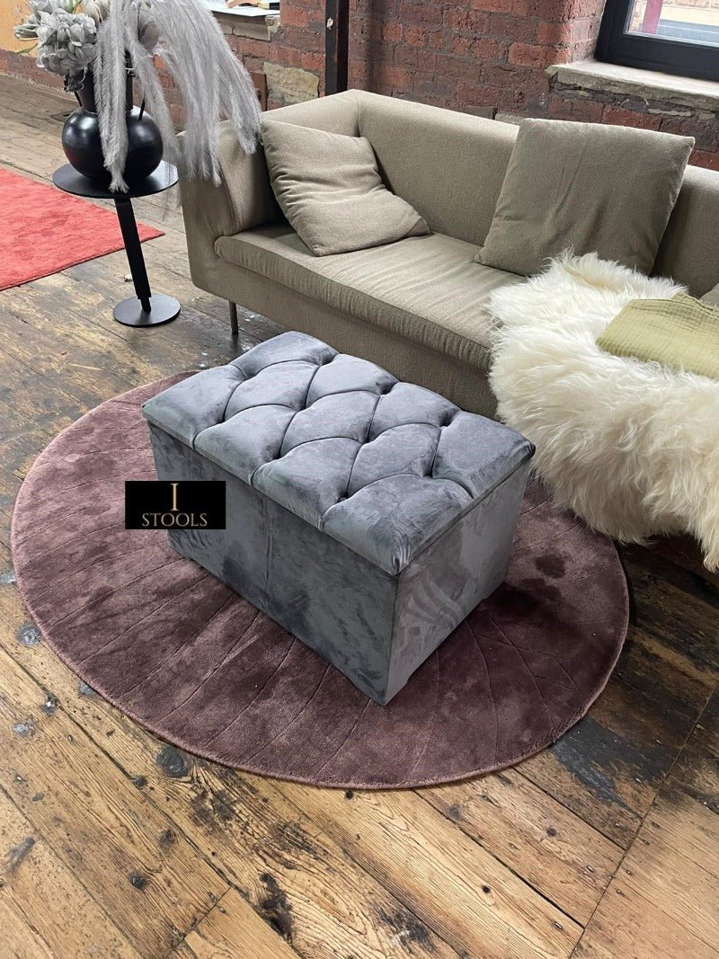 Dark Grey coffee table Ottoman Storage Box seat - ISTOOLS