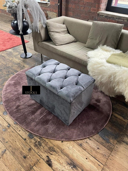 Dark Grey coffee table Ottoman Storage Box seat - ISTOOLS