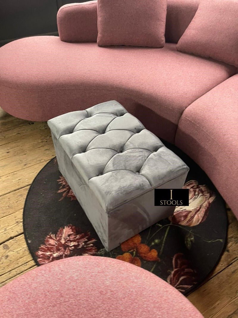 Dark Grey coffee table Ottoman Storage Box seat - ISTOOLS