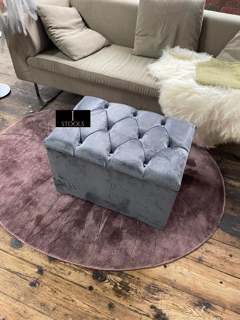 Dark Grey coffee table Ottoman Storage Box seat - ISTOOLS