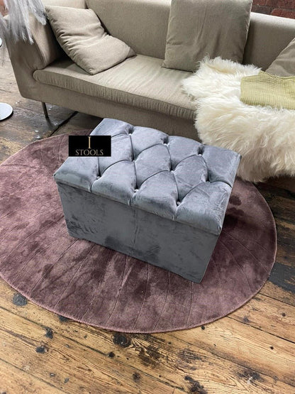 Dark Grey coffee table Ottoman Storage Box seat - ISTOOLS