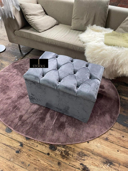 Dark Grey coffee table Ottoman Storage Box seat - ISTOOLS