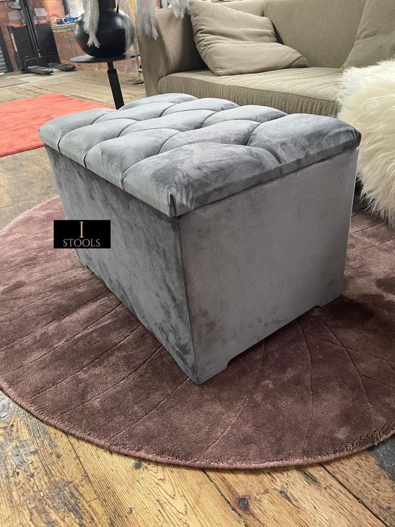 Dark Grey coffee table Ottoman Storage Box seat - ISTOOLS