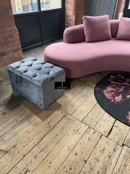 Dark Grey coffee table Ottoman Storage Box seat - ISTOOLS