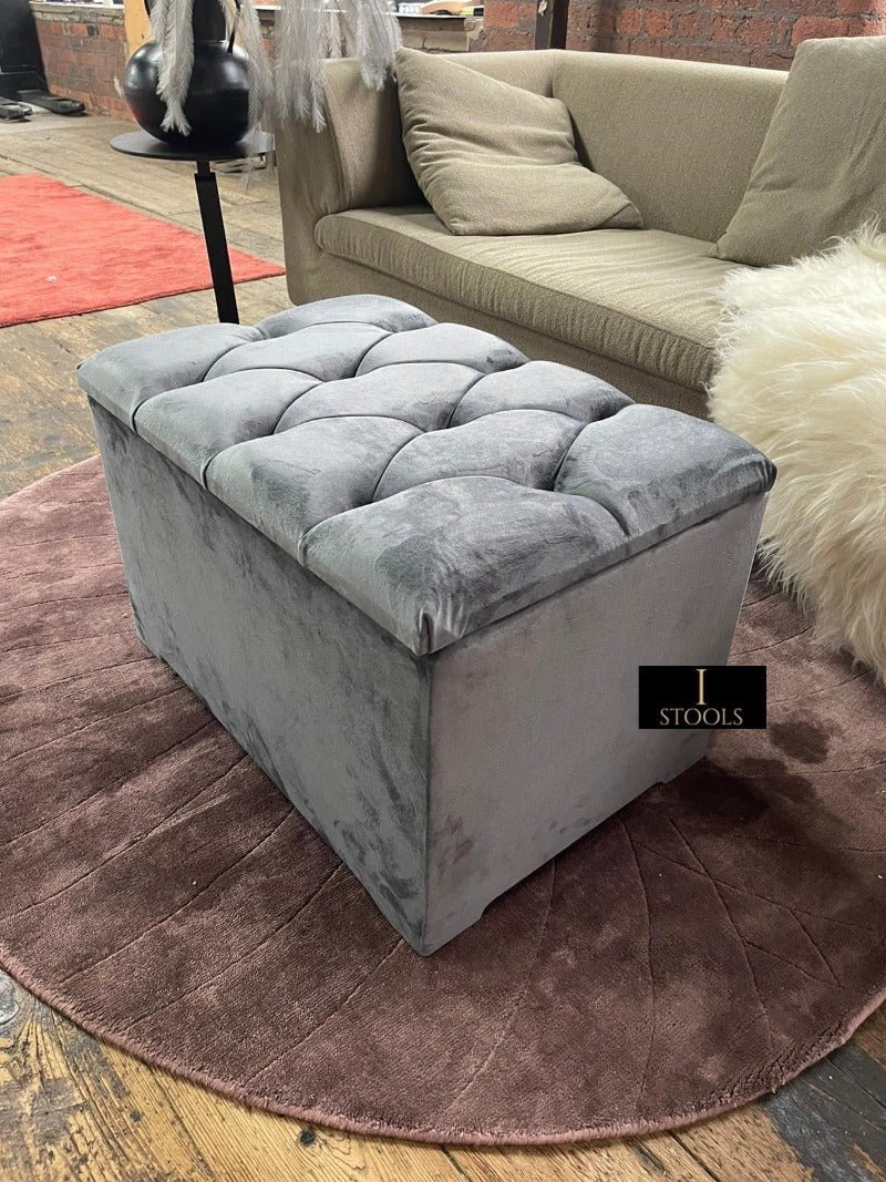 Dark Grey coffee table Ottoman Storage Box seat - ISTOOLS