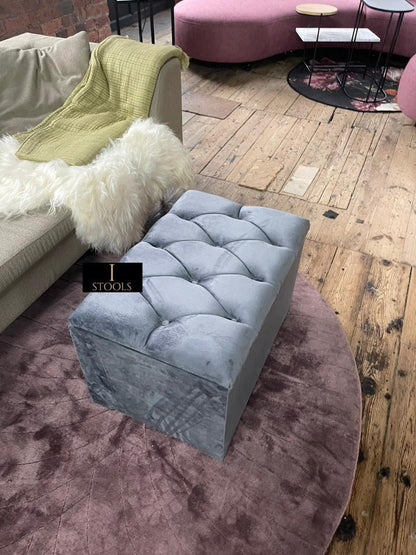 Dark Grey coffee table Ottoman Storage Box seat - ISTOOLS