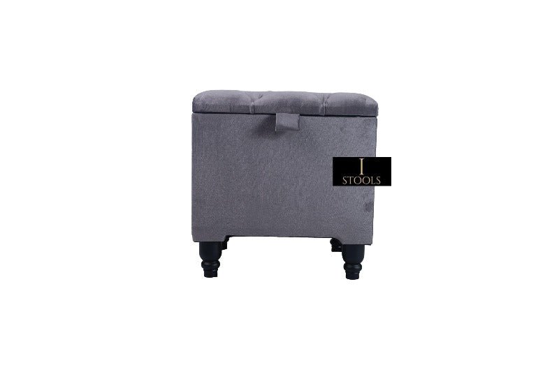 Dark Grey Small coffee table Storage Box | Ottoman Storage Seat | Grey Ottoman Pouffe - ISTOOLS