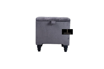 Dark Grey Small coffee table Storage Box | Ottoman Storage Seat | Grey Ottoman Pouffe - ISTOOLS