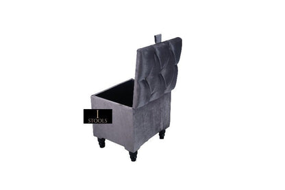 Dark Grey Small coffee table Storage Box | Ottoman Storage Seat | Grey Ottoman Pouffe - ISTOOLS