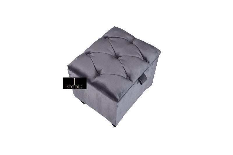 Dark Grey Small coffee table Storage Box | Ottoman Storage Seat | Grey Ottoman Pouffe - ISTOOLS