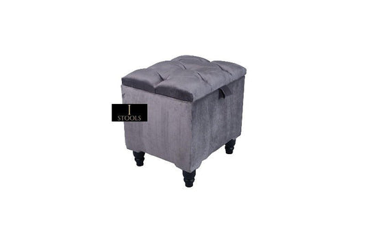 Dark Grey Small coffee table Storage Box | Ottoman Storage Seat | Grey Ottoman Pouffe - ISTOOLS