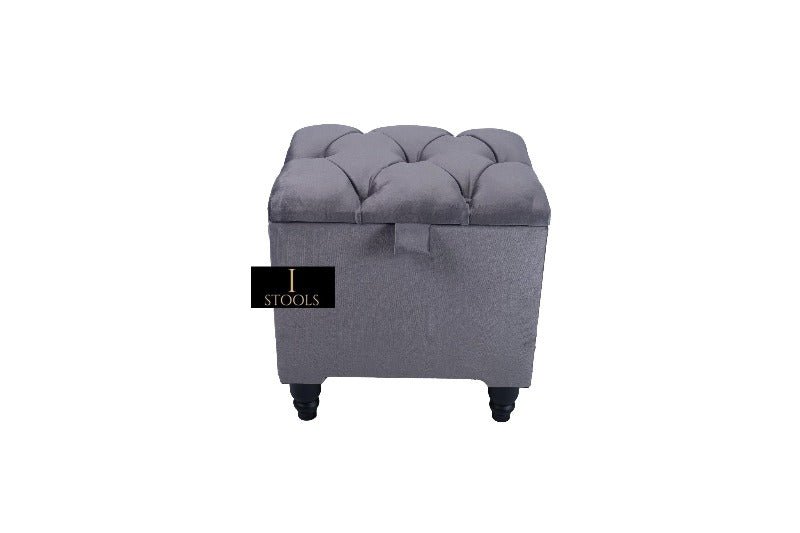 Dark Grey Small coffee table Storage Box | Ottoman Storage Seat | Grey Ottoman Pouffe - ISTOOLS