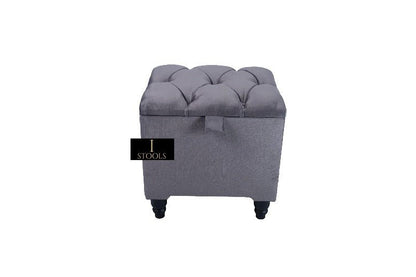 Dark Grey Small coffee table Storage Box | Ottoman Storage Seat | Grey Ottoman Pouffe - ISTOOLS