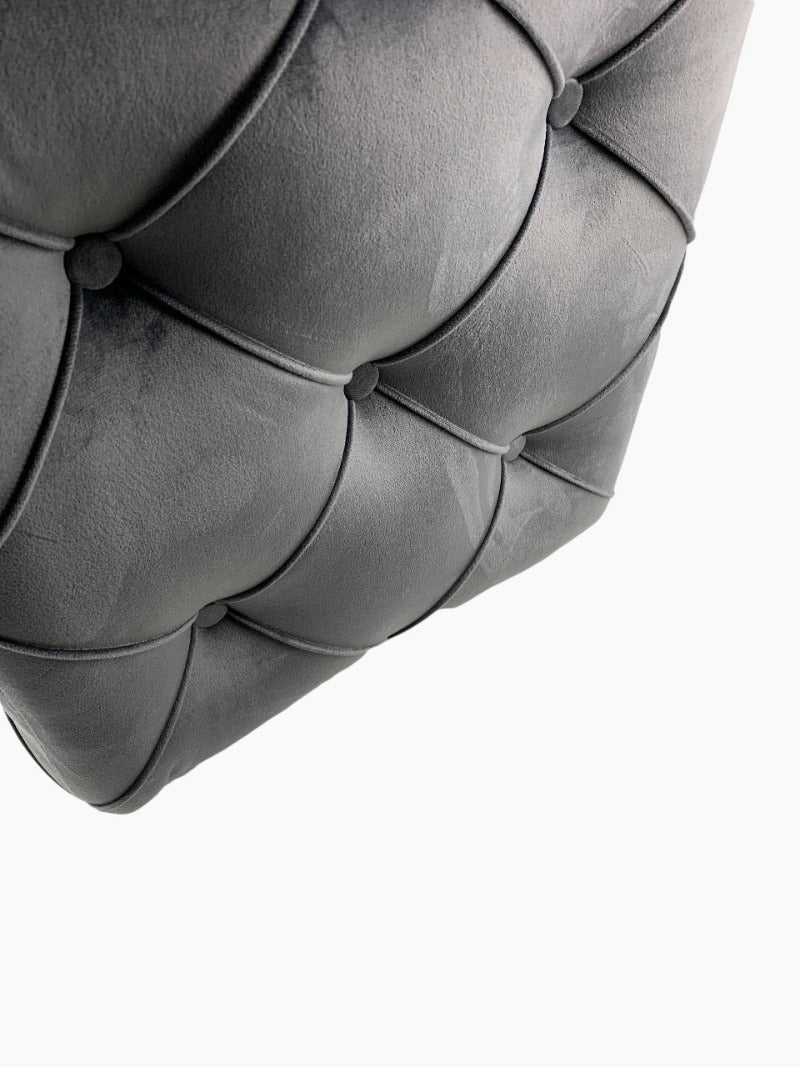 Dark Grey Square Cube Deep Buttoned Fabric Coffee Table - ISTOOLS