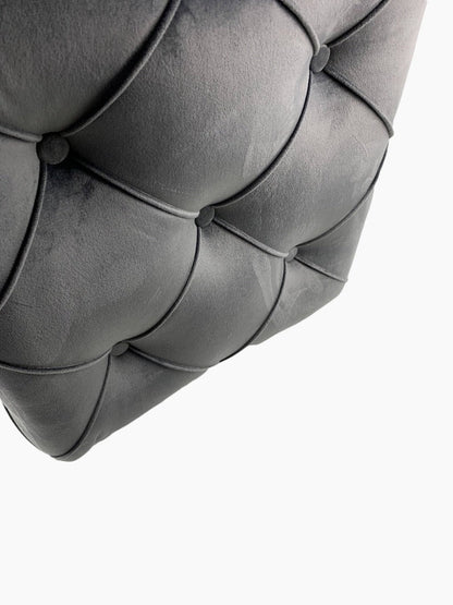 Dark Grey Square Cube Deep Buttoned Fabric Coffee Table - ISTOOLS