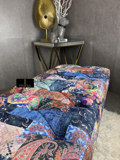 Demask multicolour Footstool | multicolour Bench | Demask Bench coffee table - ISTOOLS