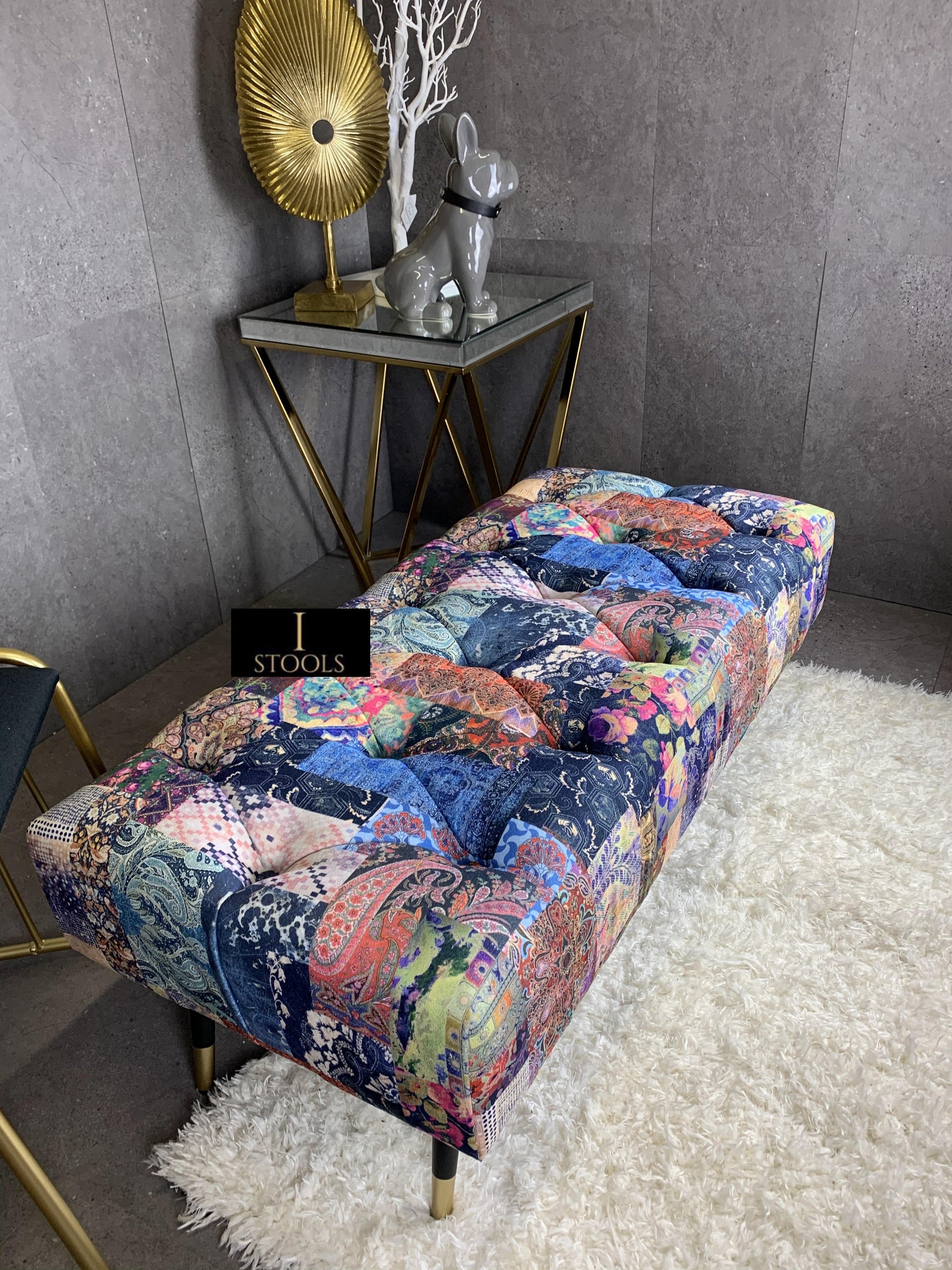 Demask multicolour Footstool | multicolour Bench | Demask Bench coffee table - ISTOOLS