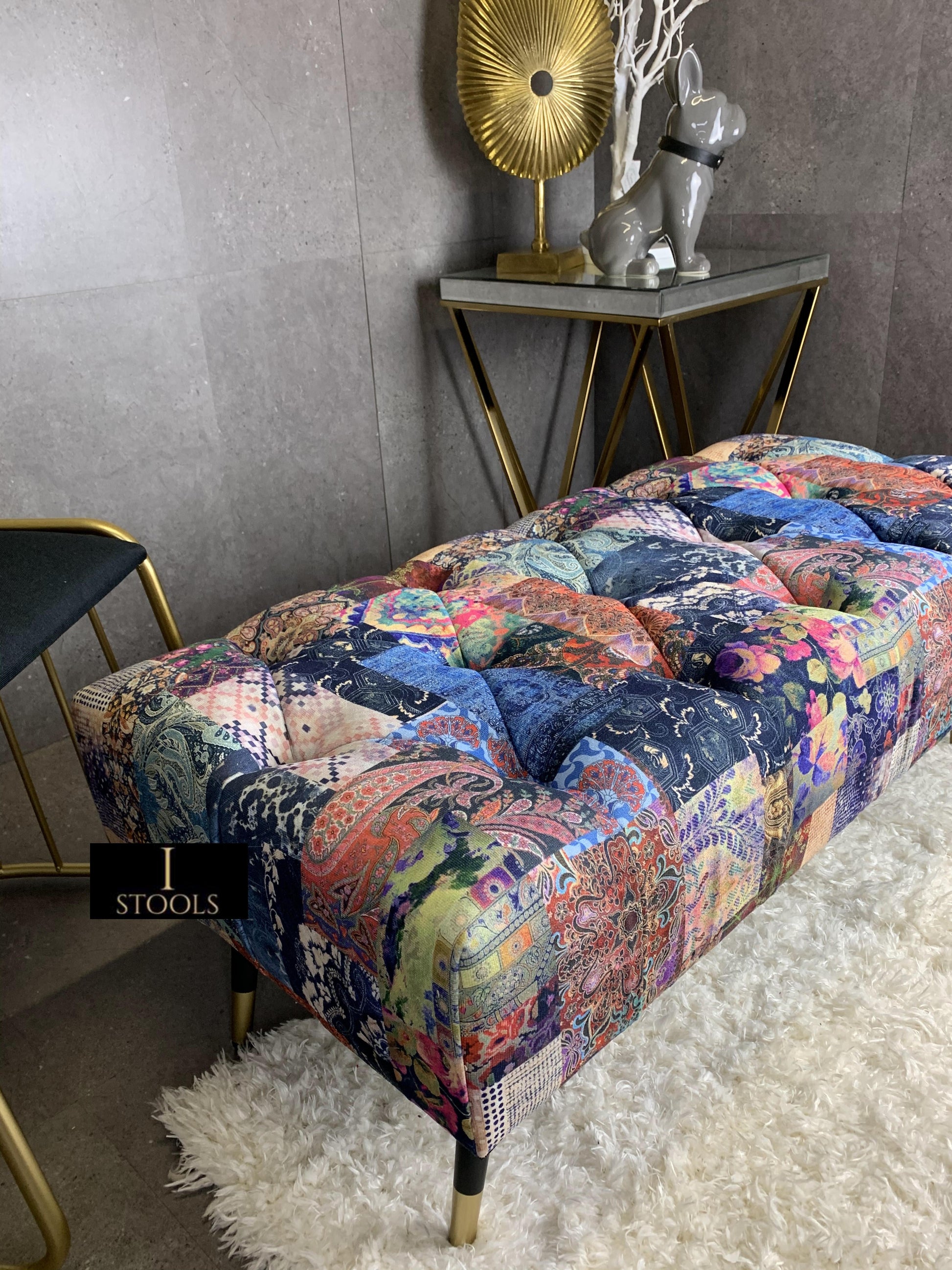 Demask multicolour Footstool | multicolour Bench | Demask Bench coffee table - ISTOOLS